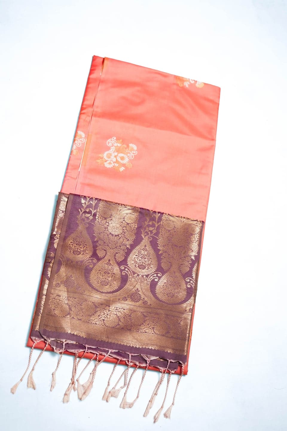 Coral Dusk Pink Kanchivaram Silk Saree
