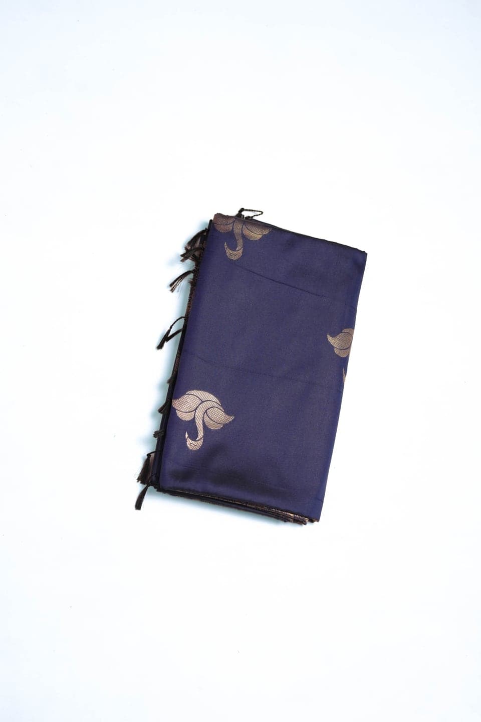 Midnight Sapphire Silk Saree with Antique Gold Buttas