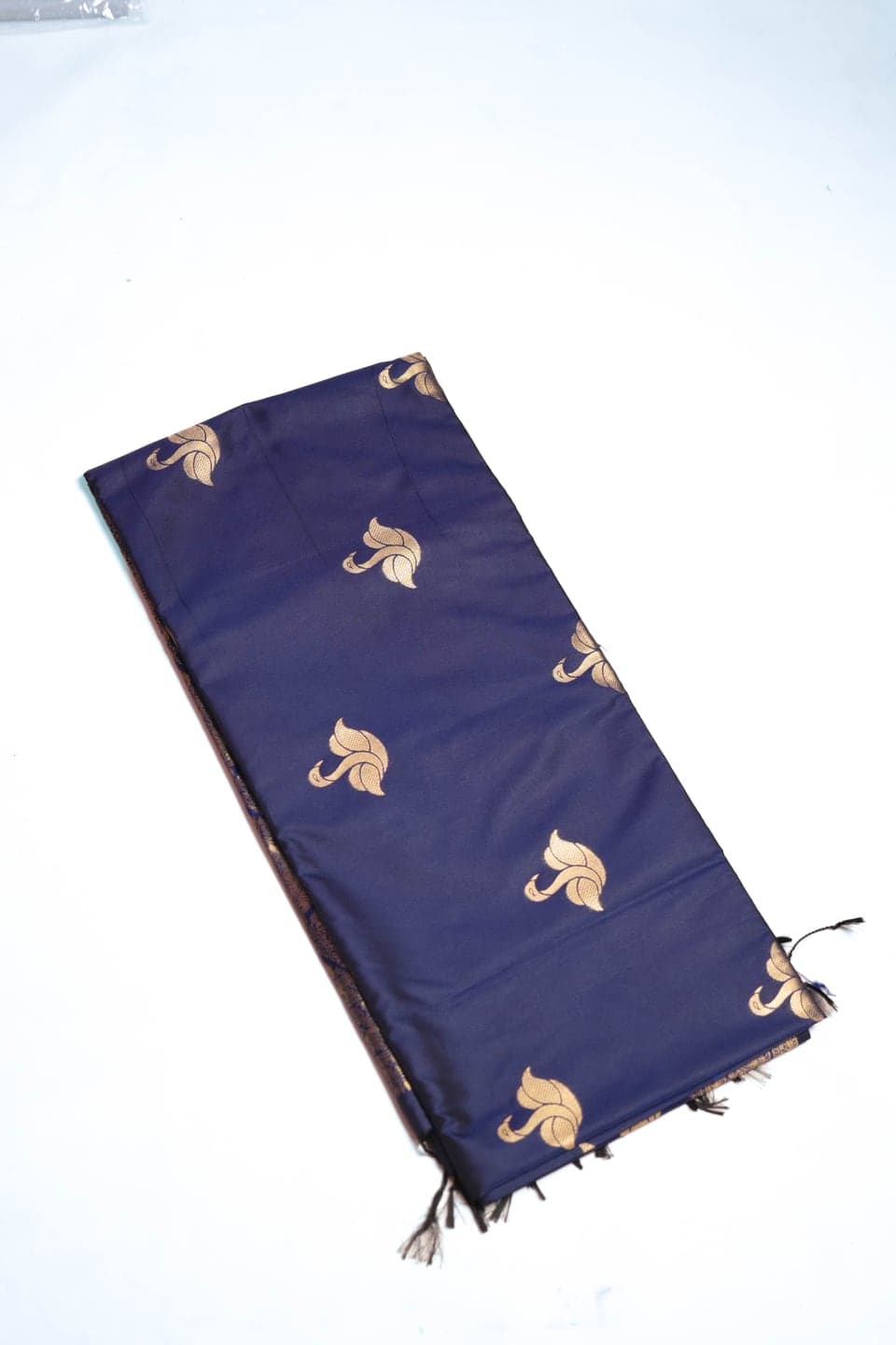 Midnight Sapphire Silk Saree with Antique Gold Buttas thumbnail 2