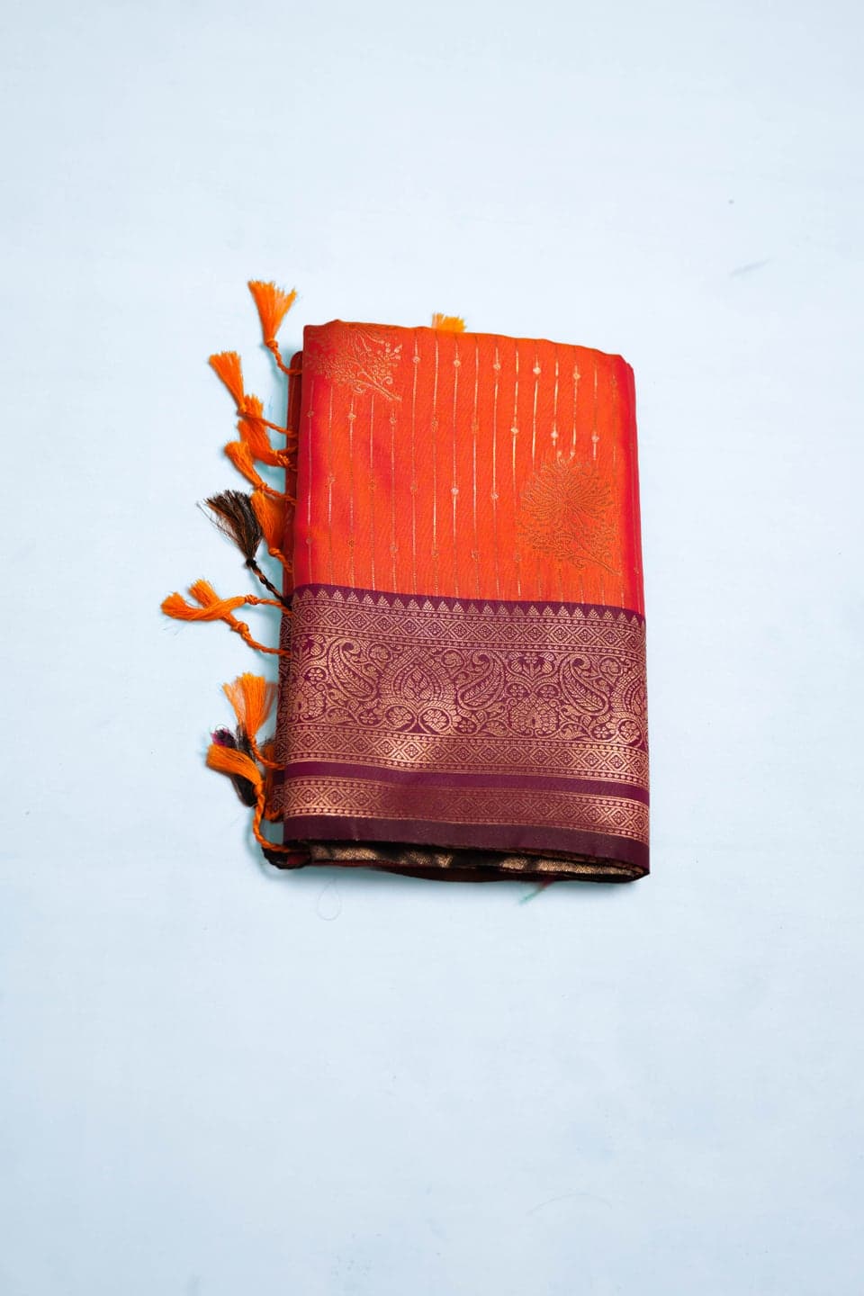 Sunset Ember Kanchivaram Soft Silk Saree