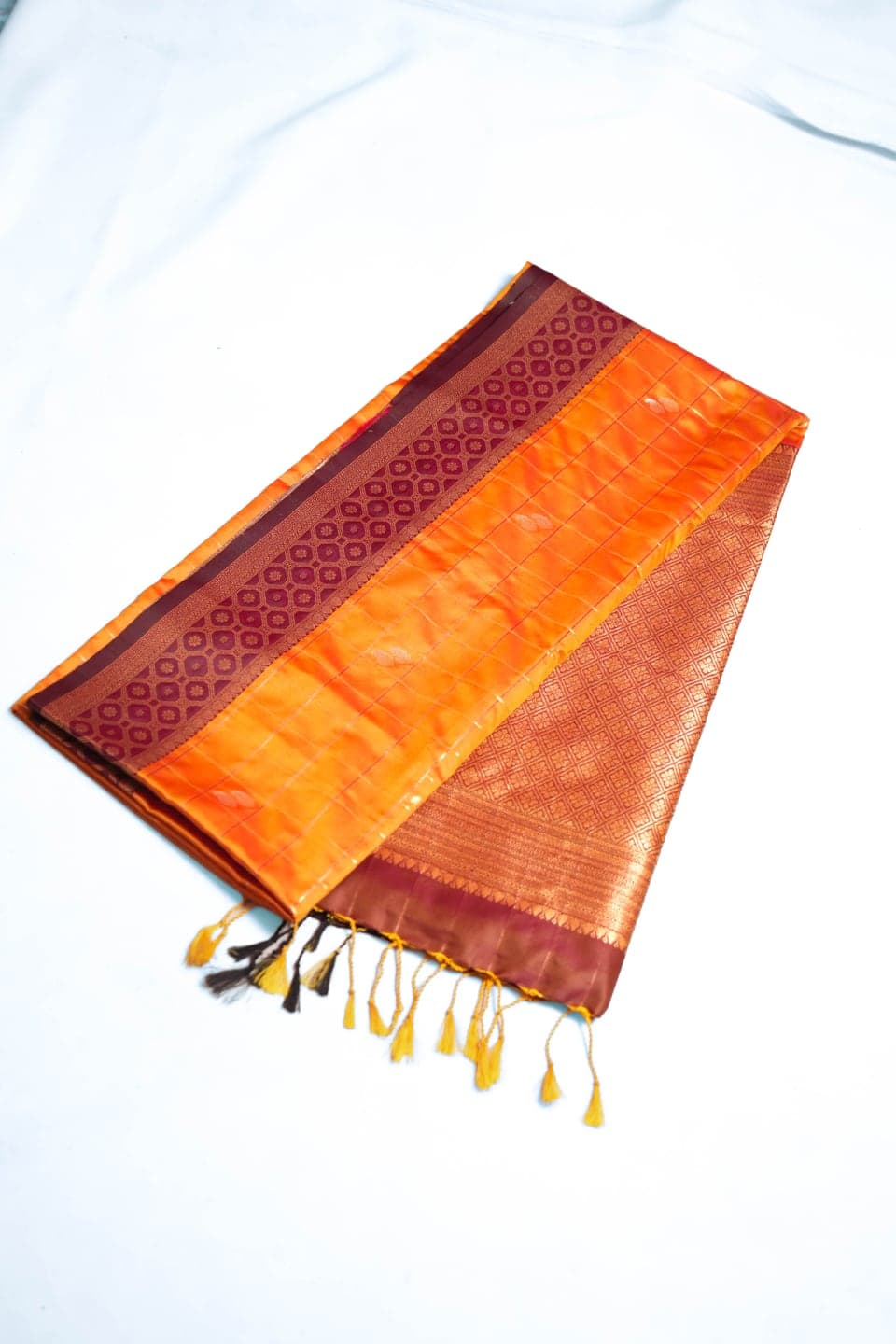Marigold Kanchivaram Soft Silk Saree thumbnail 2